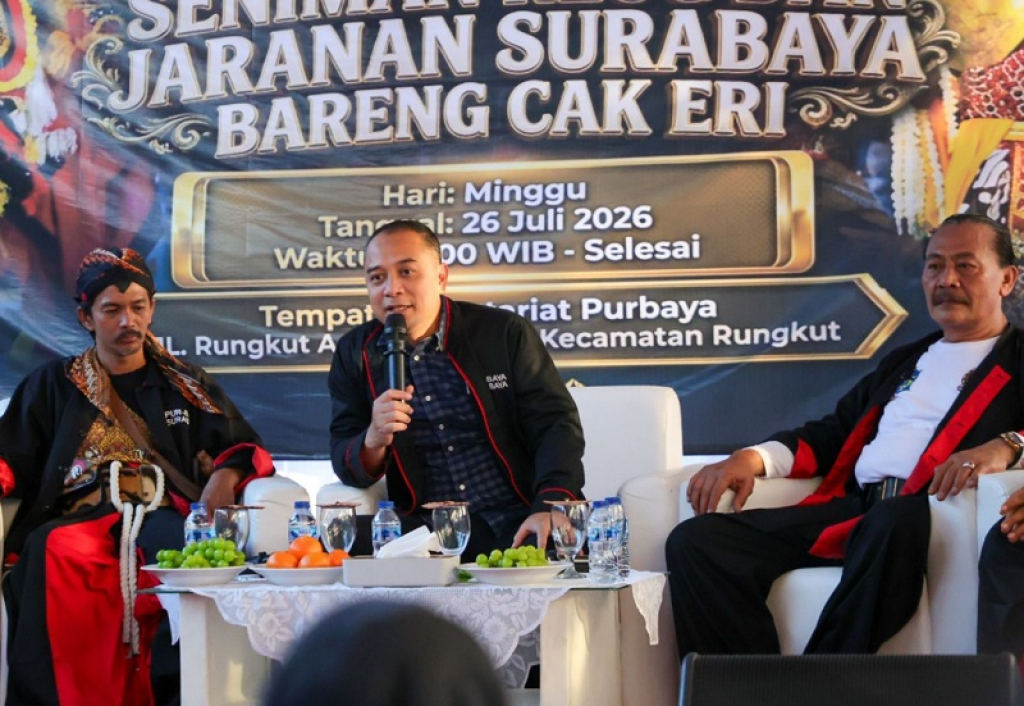 Wali Kota Surabaya, Eri Cahyadi dalam acara Sarasehan Seniman Reog dan Jaranan se-Surabaya. SP/Pemkot Surabaya