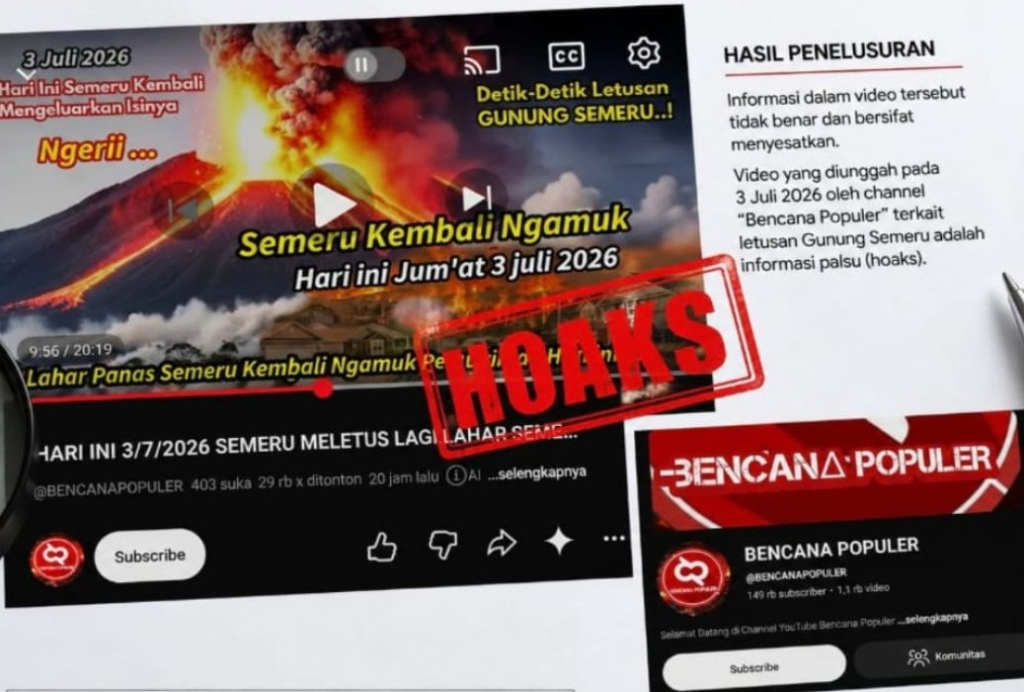Diskominfo Lumajang melakukan cek fakta atas video erupsi Semeru yang viral di media sosial. SP/Foto:Diskominfo Lumajang