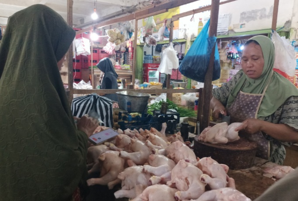 Ilustrasi. Penjual daging ayam potong di pasar tradisional, Situbondo. SP/STB