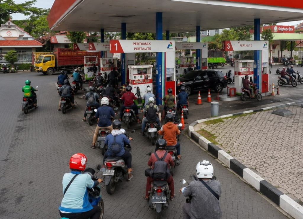 Ilustrasi. Antrian panjang BBM pertalite di Lumajang. SP/LMJ