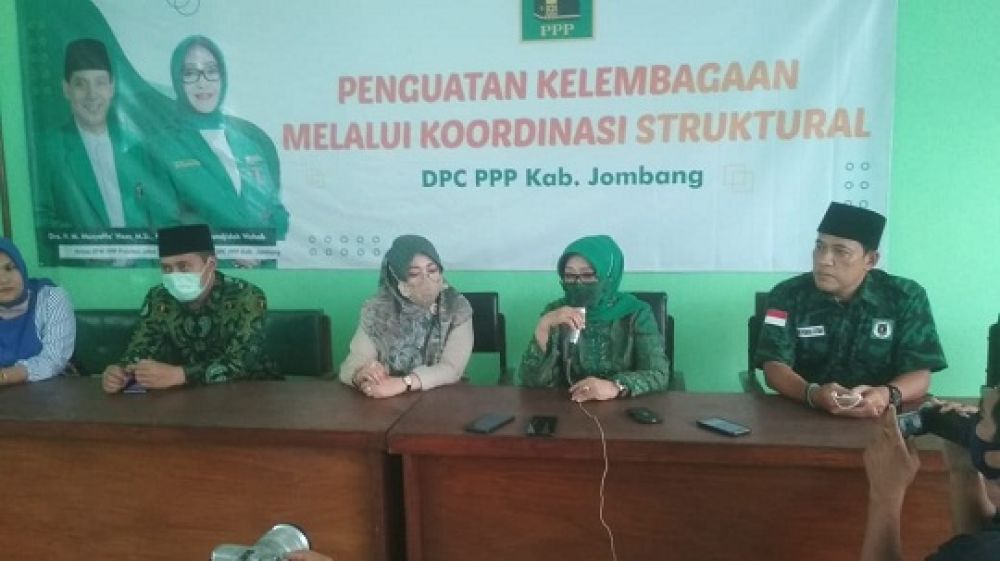 Pers rilis Rapat Konsolidasi di kantor DPC PPP Kabuoaten Jombang. (SP/M. Yusuf) 