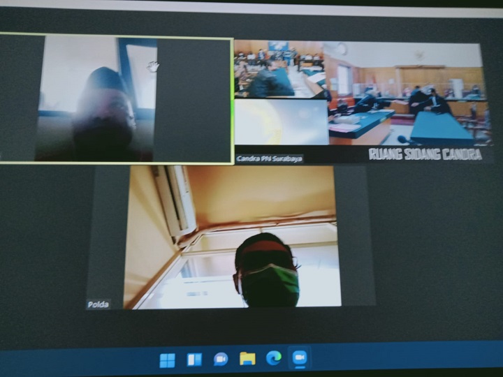 Sidang di Pengadilan Negeri Surabaya yang digelar secara online. SP/Budi Mulyono