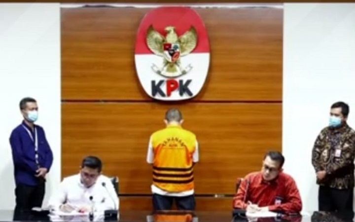 Jumpa pers penahanan mantan Direktur Jenderal (Dirjen) Hortikultura Kementerian Pertanian (Kementan) Hasanuddin Ibrahim (HI), Jumat (20/5/2022).