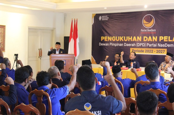 Sambutan Wakil Bupati Tuban, H. Riyadi dalam pengukuhan DPD Partai NasDem Tuban.