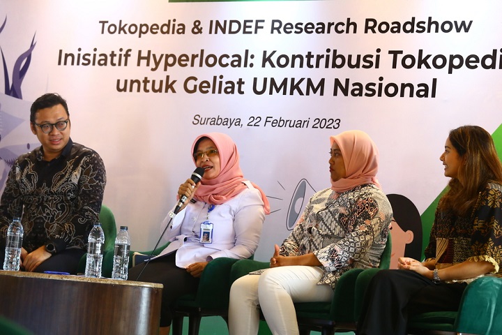 Acara media Briefing Tokopedia & INDEF Research Roadshow dengan tema Inisiatif Hyperlocal: Kontribusi Tokopedia untuk Geliat UMKM Nasional, hari ini di Surabaya.