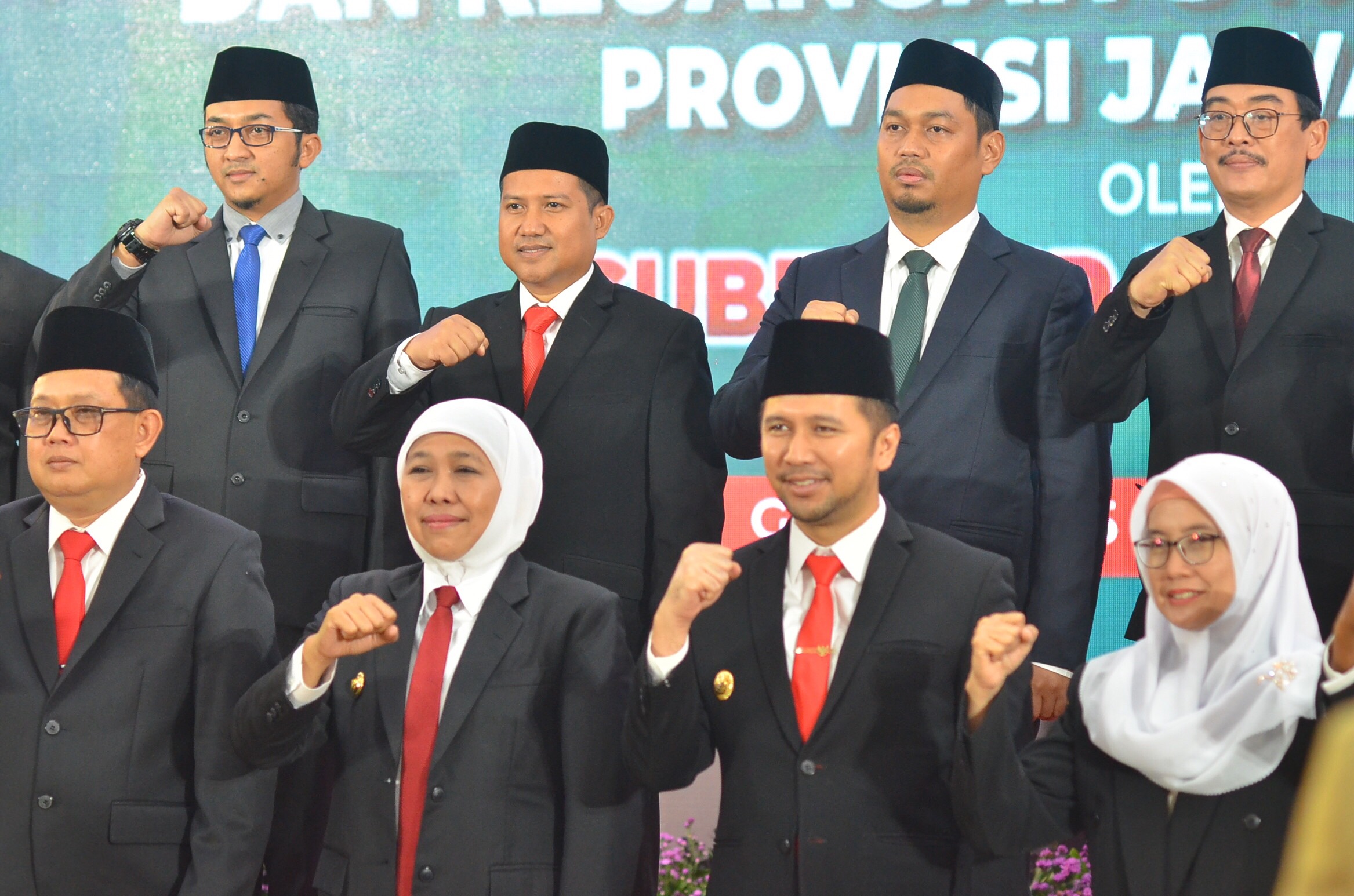 Pengukuhan KDEKS Jatim Provinsi Jawa Timur Periode 2022-2024 di Gedung Negara Grahadi Surabaya, Kamis (15/12/2022).