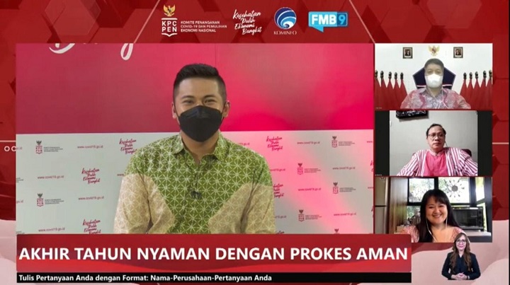 Dialog Produktif Media Center Forum Merdeka Barat 9 (FMB 9) - KPCPEN bertajuk 'Akhir Tahun Nyaman Dengan Prokes Aman' pada Rabu (17/11/2021).