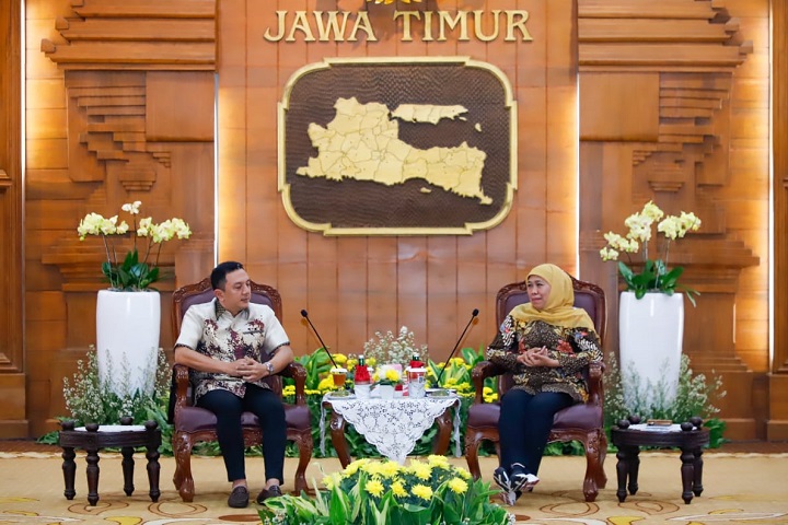 Gubernur Jatim Khofifah Indar Parawansah menerima jajaran pengurus harian DPD PA GMNI Jatim di Gedung Negara Grahadi Surabaya.
