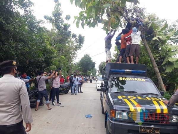 Proses evakuasi korban yang tewas tersetrum. 