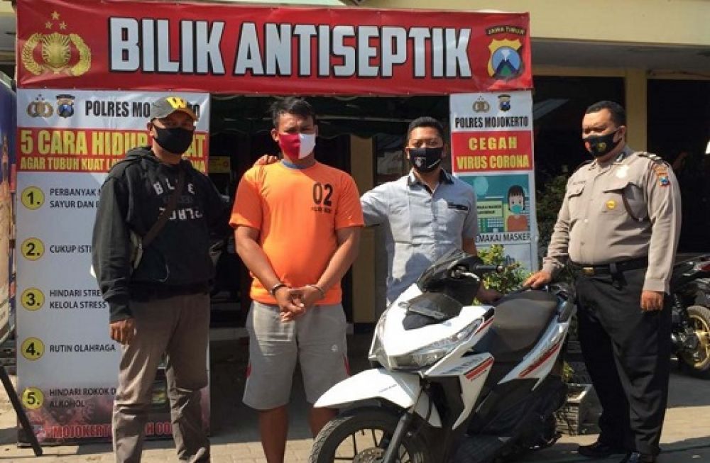 Muhammad Hafidz (23), pelaku curanmor yang berhasil diamankan Unit Reskrim Polsek Ngoro. 