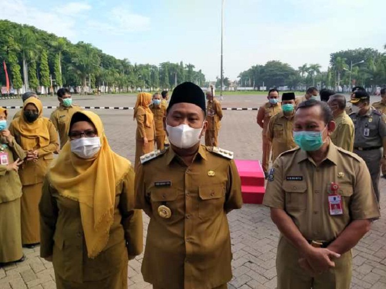 Bupati Gresik Fandi Akhmad Yani didampingi Wakil Bupati Gresik Aminatun Habibah dan Pj Sekda Abimanyu Pontjoatmojo. SP/ Humas Pemkab Gresik