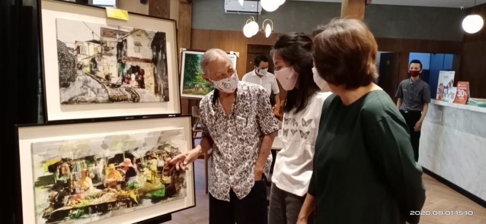 Salah satu karya yang dipamerkan di Surabaya Art Society di Café de Bun Surabaya, yang dibuka Sabtu (1/8/2020).SP/sun