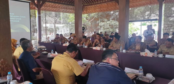 AKD Kabupaten Gresik saat beraudiensi dengan pihak PT Petrokimia Gresik di Mustikarasa Kafe and Resto, Jalan Tri Dharma, Gresik, Selasa (14/2/2023).