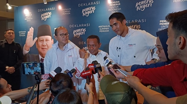 Momen Bahlil Lahadalia dalam acara Deklarasi Penerus Negeri Prabowo-Gibran di Jakarta, Sabtu (28/10/2023) lalu.