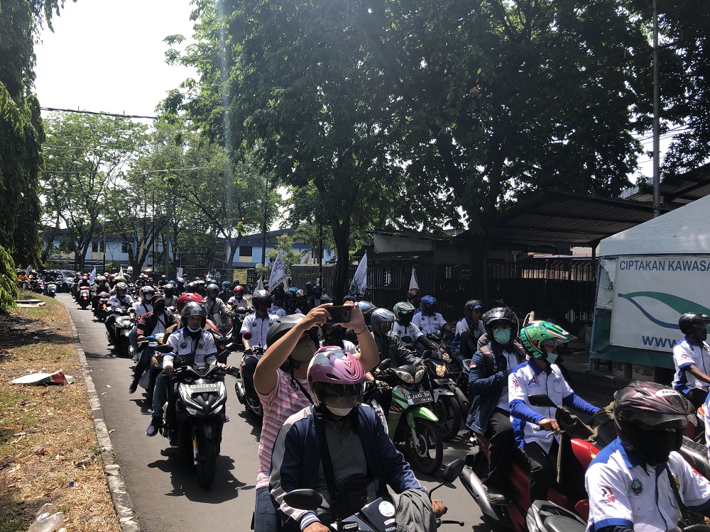 Ratusan Buruh ikut serta dalam Aksi Buruh Mogok Nasional. SP/ Mochammad Kasyfi Fahmi