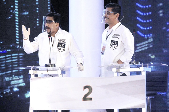 Debat Perdana Pilwali Surabaya di hotel JW Marriot Surabaya Rabu (4/11/2020) malam. SP/Patrik