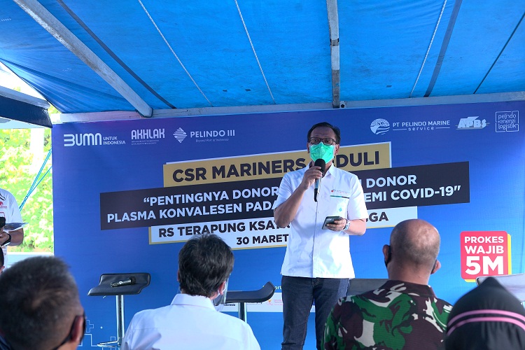 Dirut Pelindo Marines Umar dalam diskusi stop diskriminasi penyintas C19. SP/ Humas PMS