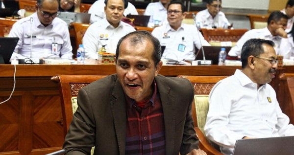 Eddward Omar Sharif Hiariej alias Eddy Hiariej saat mengikuti rapat dengar pendapat dengan Komisi III DPR RI, minggu lalu.