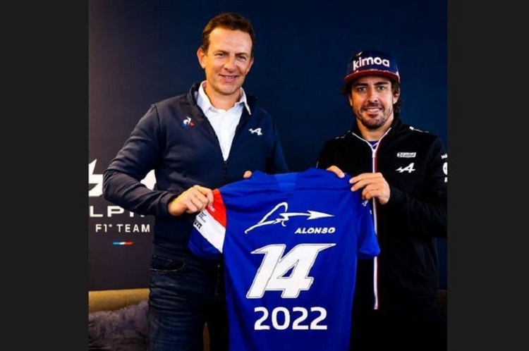 Tim Alpine saat mengumumkan kontrak baru Fernando Alonso sampai tahun 2022. SP/ AlpineF1Team