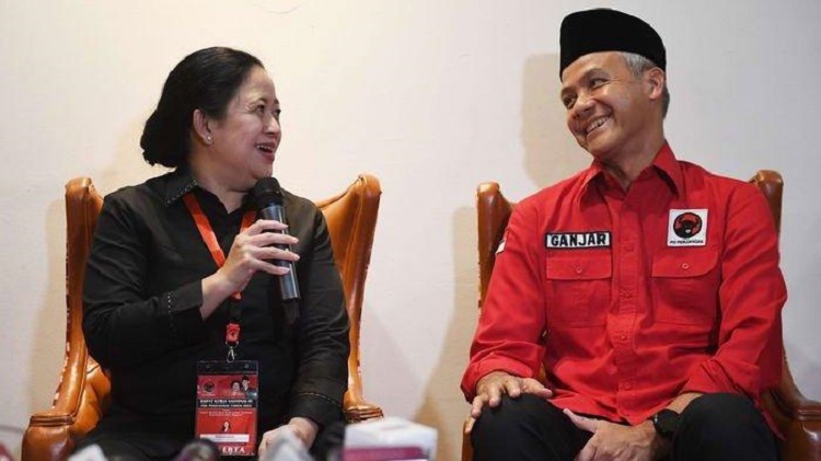 Gubernur Jawa Tengah sekaligus bakal calon presiden (capres) Ganjar Pranowo bersama Ketua DPP PDI Perjuangan Puan Maharani. SP/ JKT