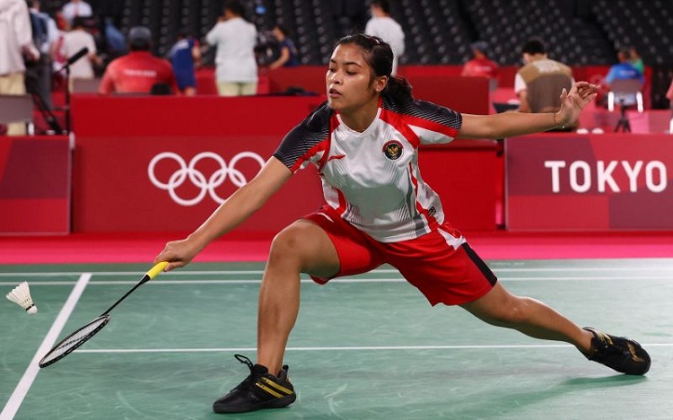 Gregoria Mariska saat bertanding di cabang bulu tangkis Olimpiade Tokyo 2020. SP/ Reuters