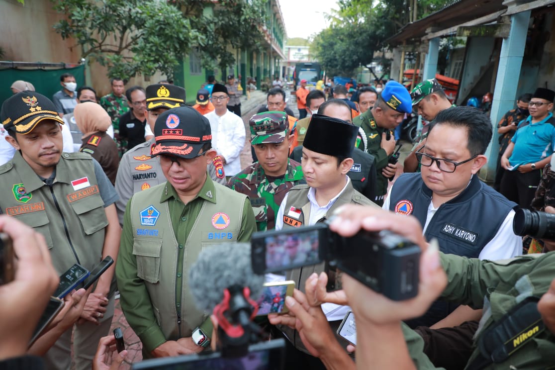 Kunjungan Sekdaprov dan Ka BPBD Jatim di Pondok Pesantren Darunnajah Jl. Soekarno Hatta gang Durian Kel. Kelutan Kab. Trenggalek, Kamis (20/10/2021) lalu. SP/JATI