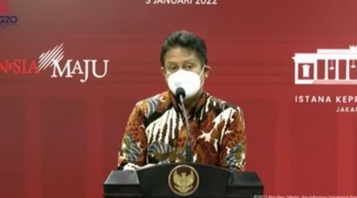 Menteri Kesehatan (Menkes), Budi Gunadi Sadikin Saat Keterangan Pers Hasil Rapat Terbatas Evaluasi PPKM, Kantor Presiden (3/1/2022).