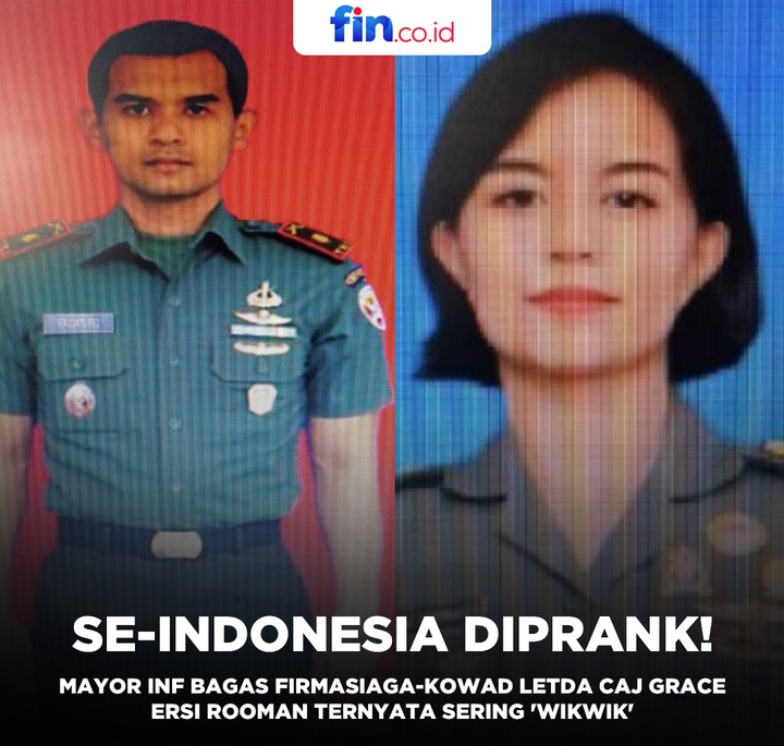 Foto yang menampilkan wajah Mayor Inf Bagas Firmasiaga dan Letda Caj (K) Grace Ersi Rooman yang beredar di salah satu media online. Mereka kini disangka atas dugaan asusila, bukan pemerkosaan.