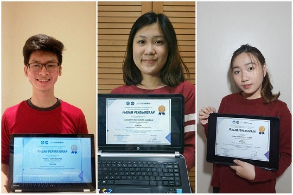 Tiga mahasiswa IKOM UK Petra Juara 1 Virtual Music Competition.SP/BYTA
