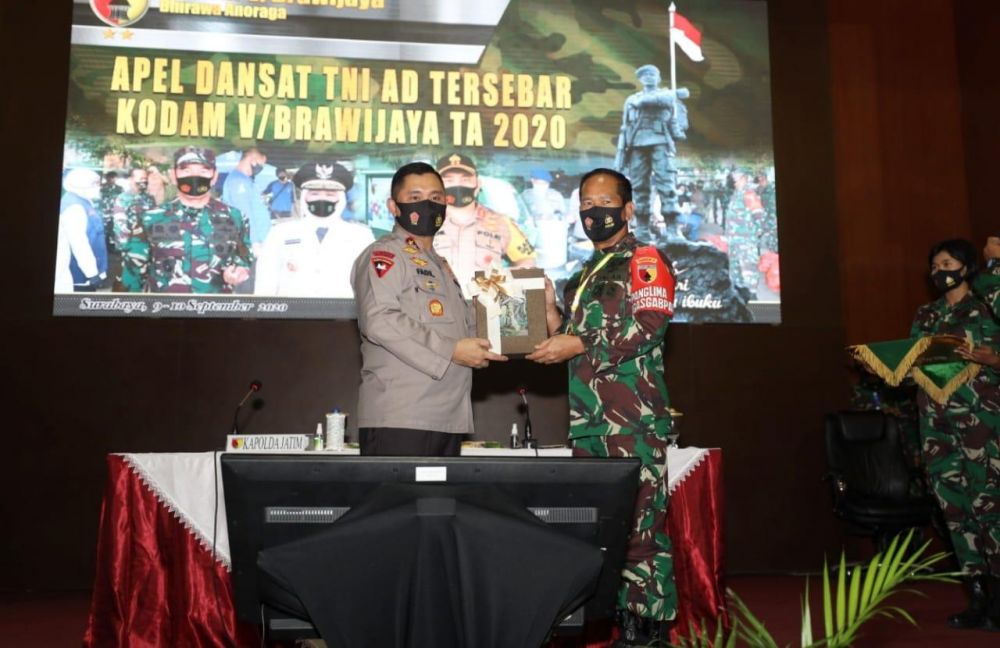 Apel dansat di Kodam v Brawijaya Rabu (9/9/2020) dihadiri gubernur Jatim Khofifah Indar parawansa dan Kapolda Jatim Irjen Pol Muhammad Fadil Imran
