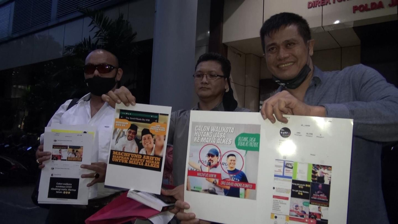 Kuasa hukum dan pengusaha David usai melaporkan ke SPKT dan cybercrime Senin (26/10/2020)