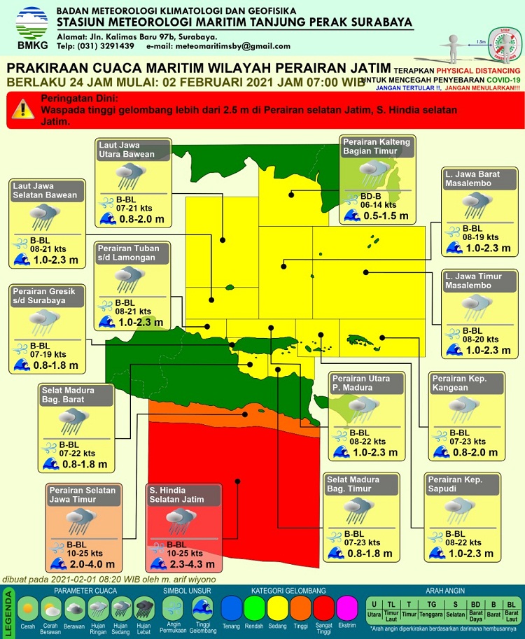 Perkiraan cuaca maritim BMKG Tanjung Perak. SP/ Dokumen BMKG Tanjung Perak