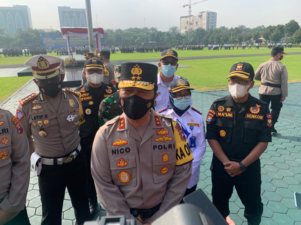 Kapolda Jawa Timur Irjen Pol. Nico Afinta usai memimpin gelar pasukan jelang Ramadhan di Mapolda Jatim Senin (12/4/2021)