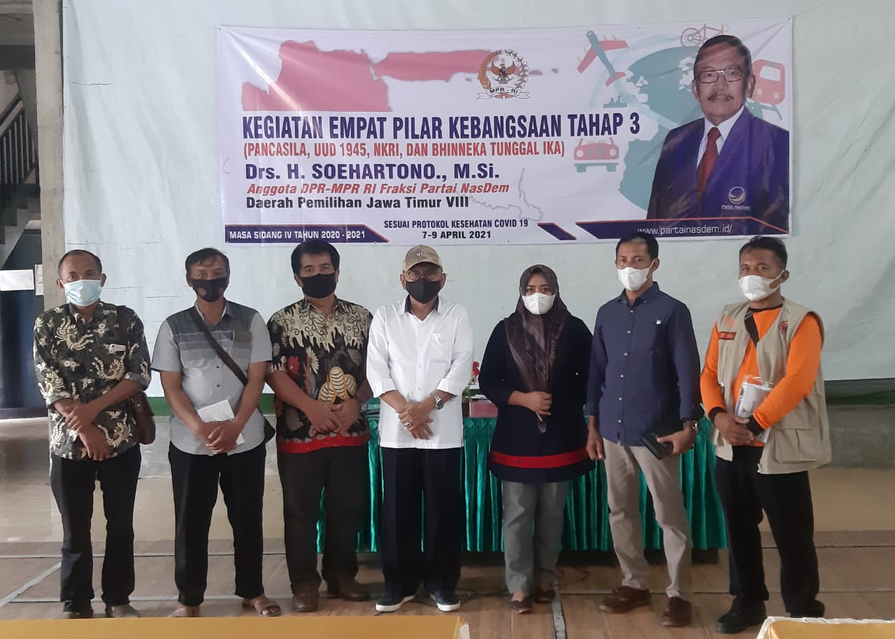Anggota DPR H Soehartono saat lakukan sosialisasi 4 pilar di Kec Dagangan Kab Madiun