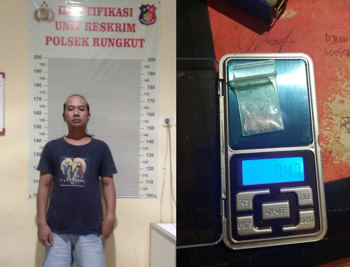 Tersangka Totok Heryanto saat diperiksa Unit Reskrim Polsek Rungkut. SP/ANG