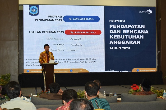  Bupati saat menyampaikan rencana arah pembangunan 2023 dalam Musrenbang. SP/MUHAJIRIN KASRUN
