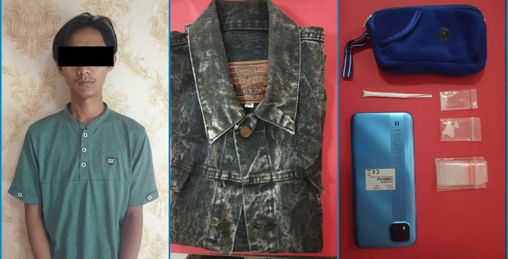 Pelaku dan barang bukti yang diamankan polisi.