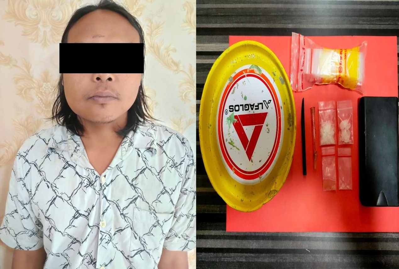 Tersangka dan barang bukti yang berhasil diamankan polisi.