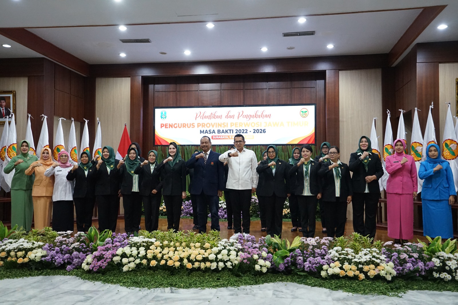 Pelantikan Pengprov Perwosi Jatim periode 2022 - 2026 di Kantor Bappeda Jatim, Rabu (9/8/2023). Foto: Diskominfo Jatim.
