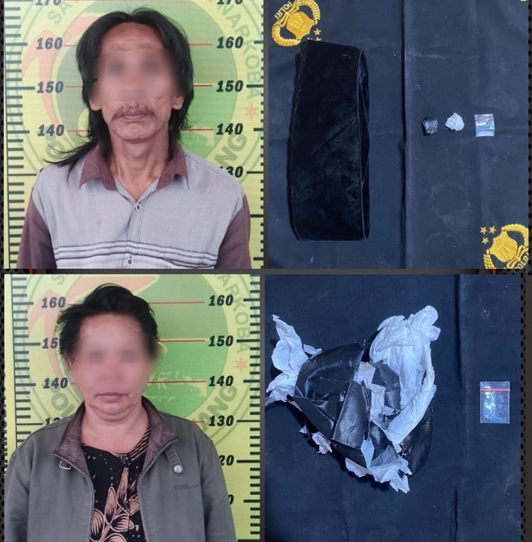 Kedua pelaku pengedar sabu, berinisial BTW (19) dan ZA (35) saat diamankan Polres Lumajang. SP/ LMJ