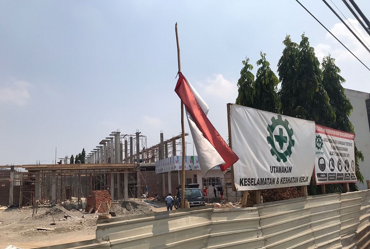 Proyek pembangunan gedung Puskesmas Miagan, Kecamatan Mojoagung, Kabupaten Jombang. SP/ Sarep