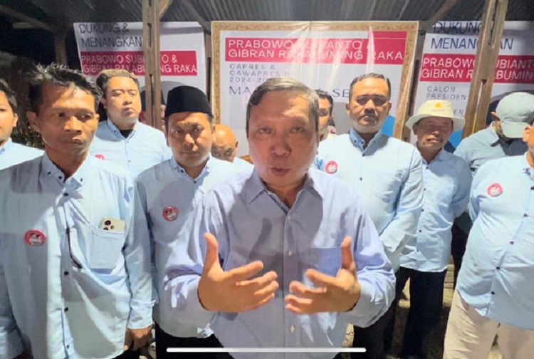 Penasehat KIP-Prabowo, Fandi Utomo saat menguatkan gerakan relawan untuk mewujudkan kemenangan calon presiden dan wakil presiden Prabowo Subianto - Gibran Rakabuming Raka di pemilu 2024. SP/ Al Qomaruddin