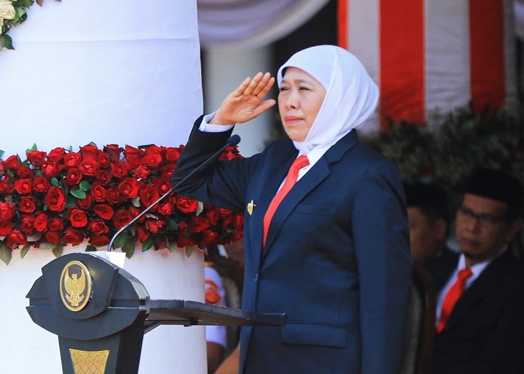 Gubernur Jatim Khofifah ajak generasi muda untuk menjunjung tinggi rasa nasionalisme dan cinta tanah air. SP/ Biro Adpim Pemprov Jatim