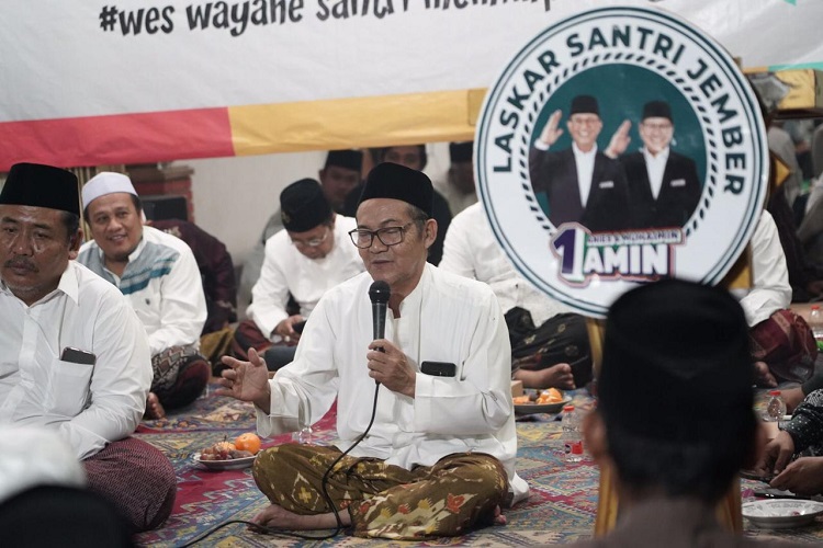Laskar Santri Jember, Jawa Timur nyatakan dukungan ke pasangan Nomor urut 1 Abdul Muhaimin Iskandar dan Anies Rasyid Baswedan. SP/ RIKO