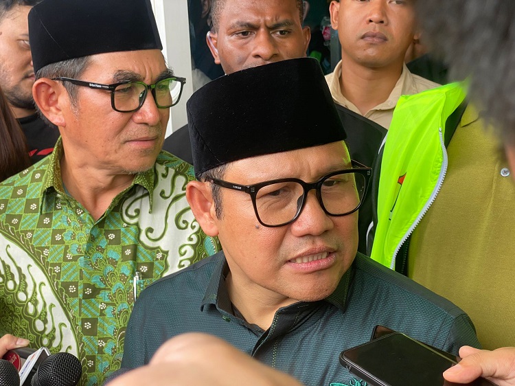 Cak Imin, di hadapan ribuan kader dan relawan AMIN Jatim di DBL ARENA Surabaya. SP/ Arlana