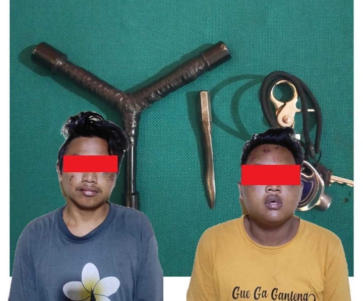 Kolase pelaku dan barang bukti yang diamankan. SP/Ariandi