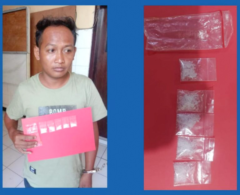 Kolase foto tersangka peredaran sabu - sabu dan barang bukti yang berhasil diamankan aparat kepolisian. SP/Ariandi.