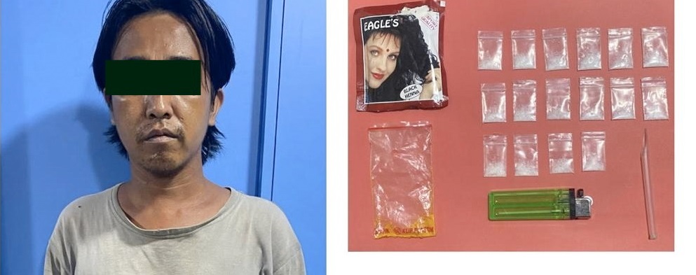 Kolase foto tersangka dan barang bukti yang berhasil diamankan anggota Satresnarkoba Polres Pelabuhan Tanjung Perak Surabaya. Foto: SP/Ariandi.