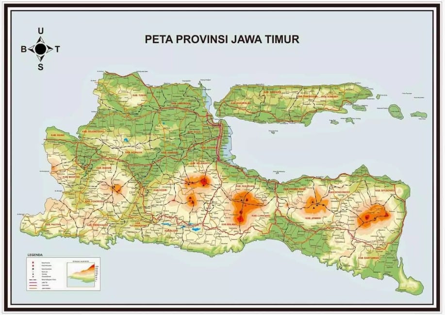 Peta Provinsi Jawa Timur. SP/Riko Abdiono.