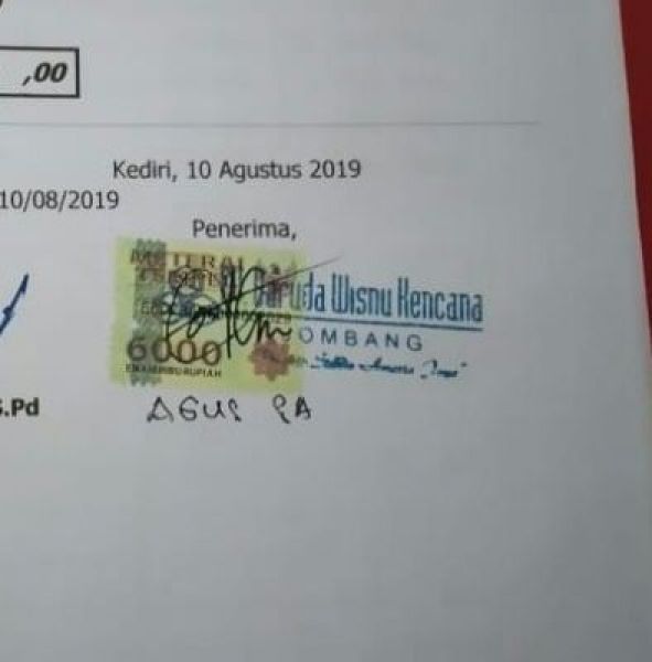 Salah satu laporan pertanggungjawaban sekolah dengan penyedia CV tahun 2019 lalu. Di sini tertera nama CV  Wisnu Garuda.